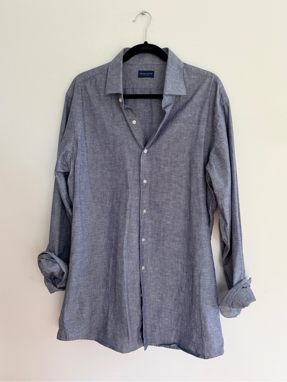 NEW Proper Cloth Linen Blend Mens Button Down